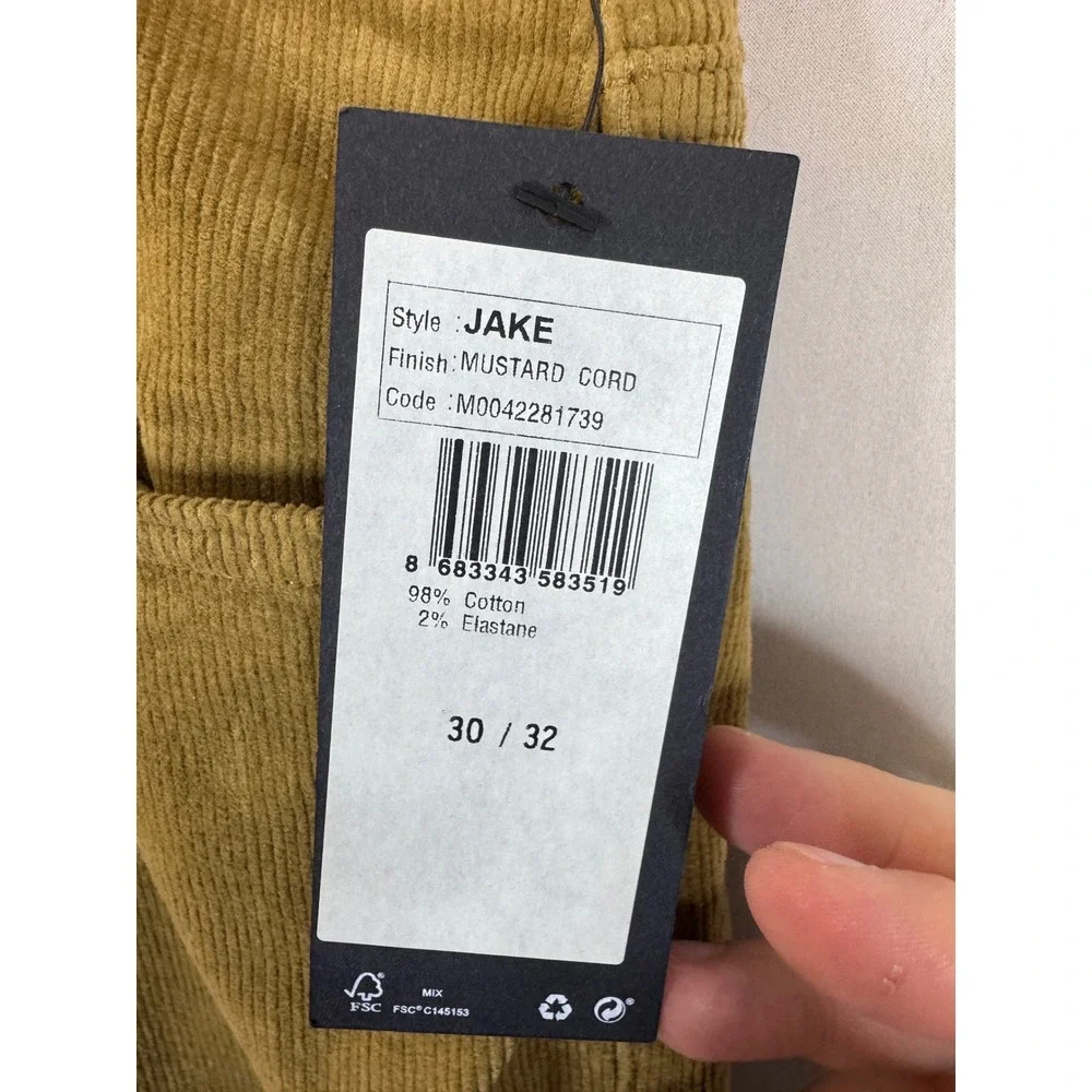 Mavi Jake Slim Leg Corduroy Pants Mustard Yellow 30x32 M0042281739 Mens NEW
